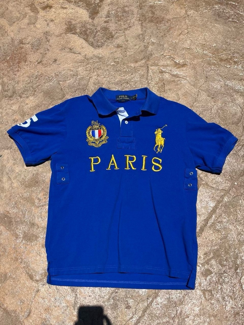 Polo by Ralph Lauren Paris Embroidered Blue Polo Shirt is slim fit could betight